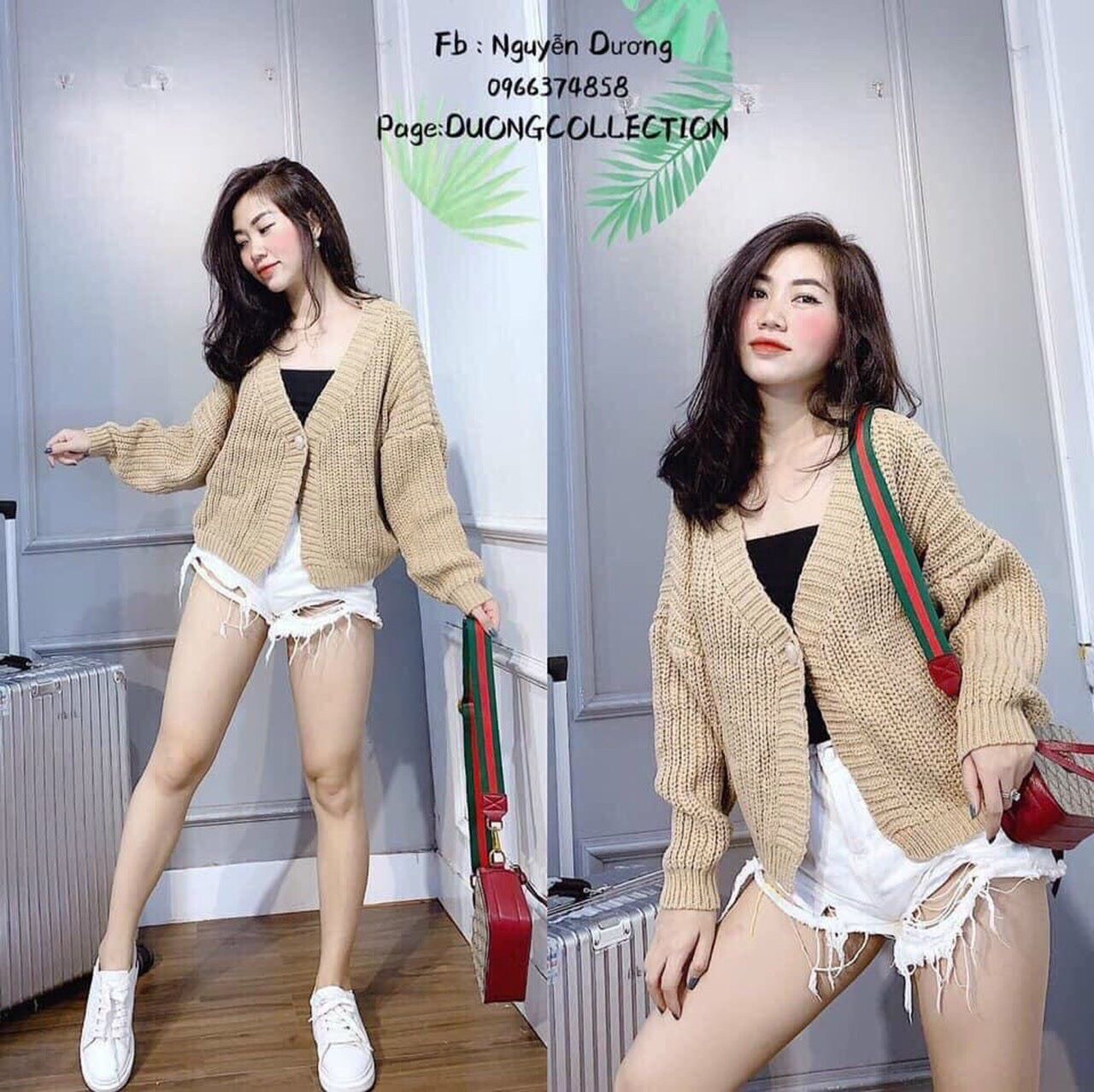 Áo khoác len cardigan 1 cúc siêu xinh