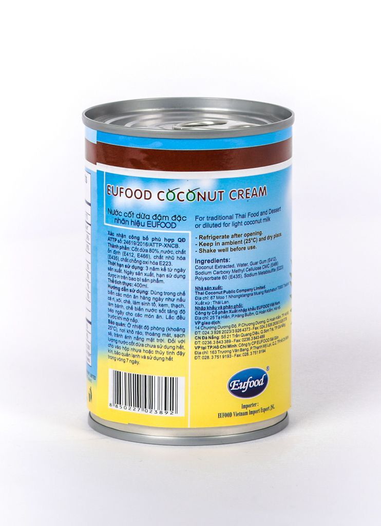 Nước Cốt Dừa Đậm Đặc Thailand (EUFOOD) 400ml - Hàng nhập khẩu