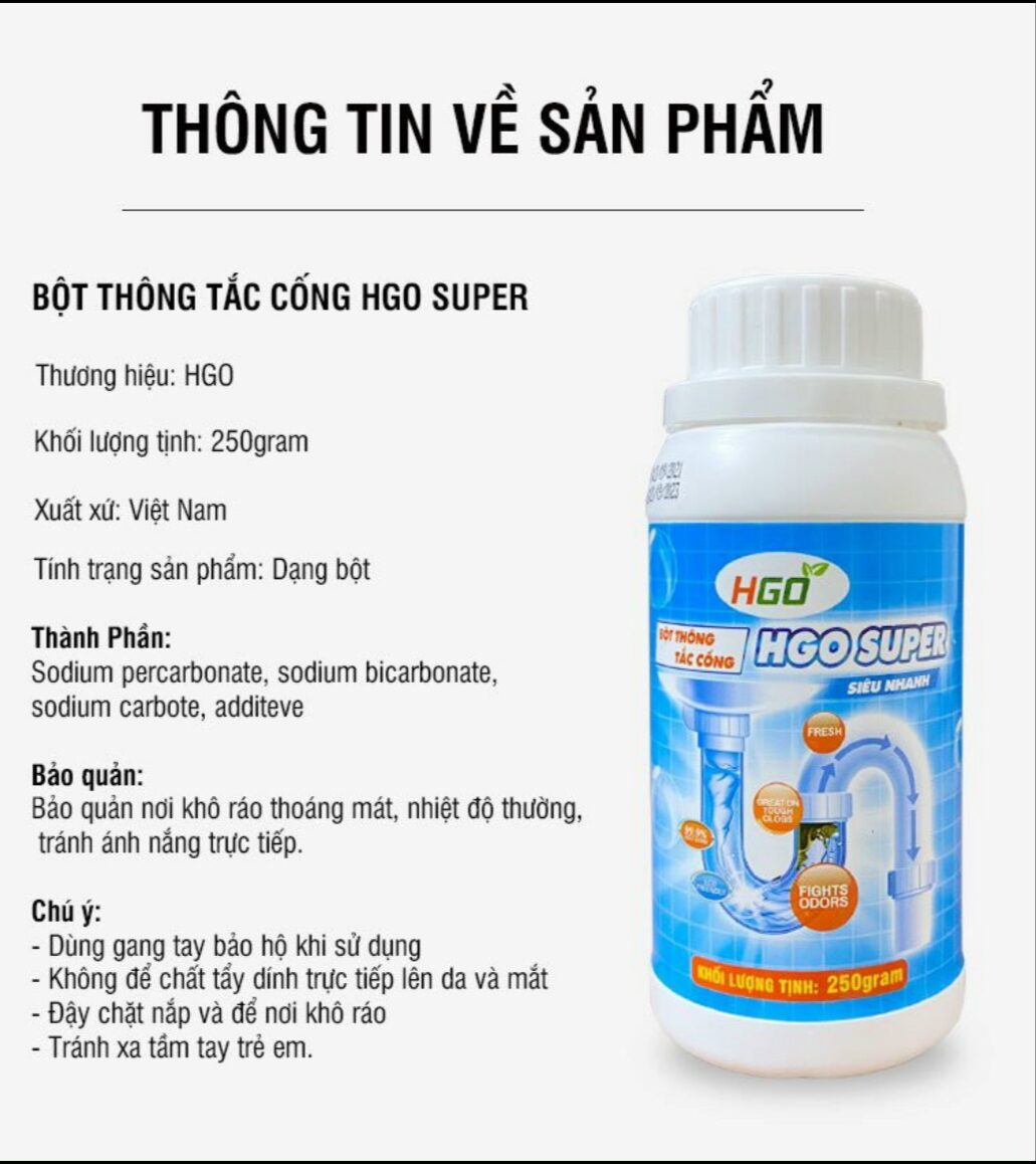 Bột thông tắc ống cống siêu mạnh HGO SUPER 250gram