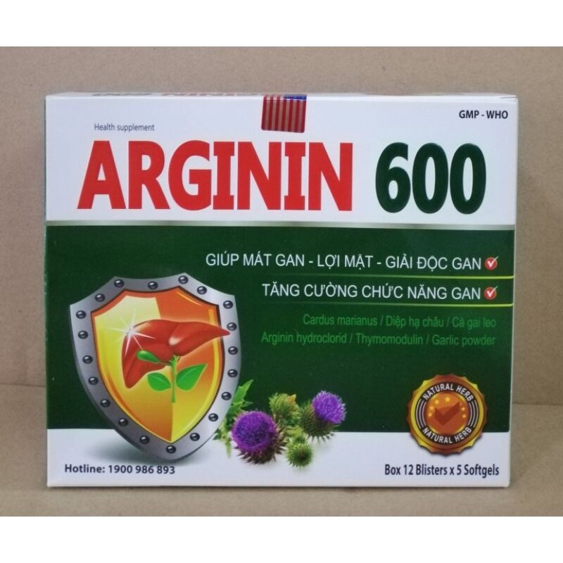 Arginin 600 mát gan, tăng cường chức năng gan