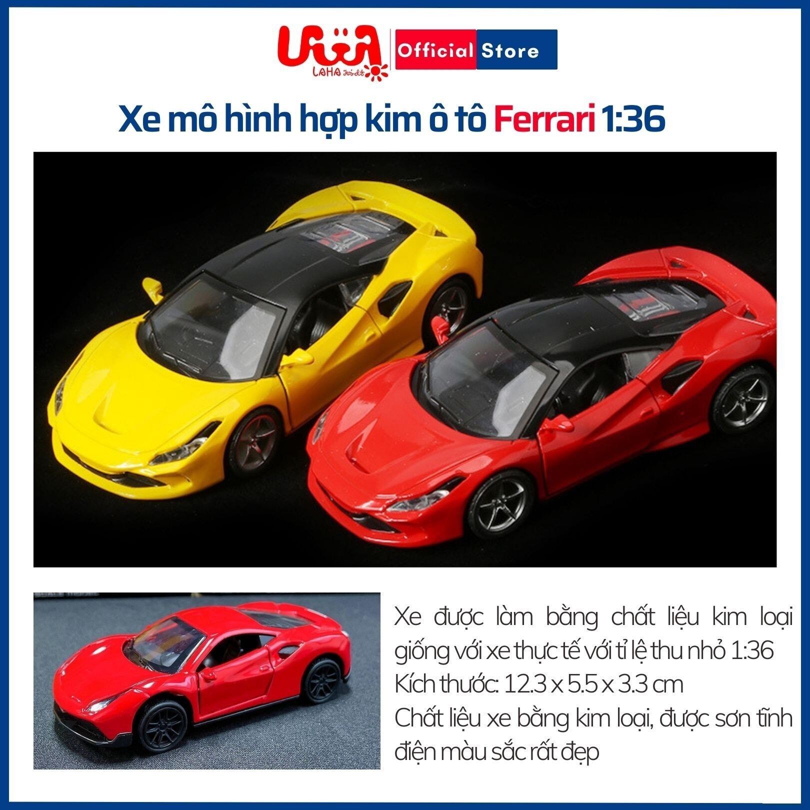 Xe ô tô Ferrari mô hình hợp kim chạy đà quà tặng đồ chơi trưng bày LAHAKIDS