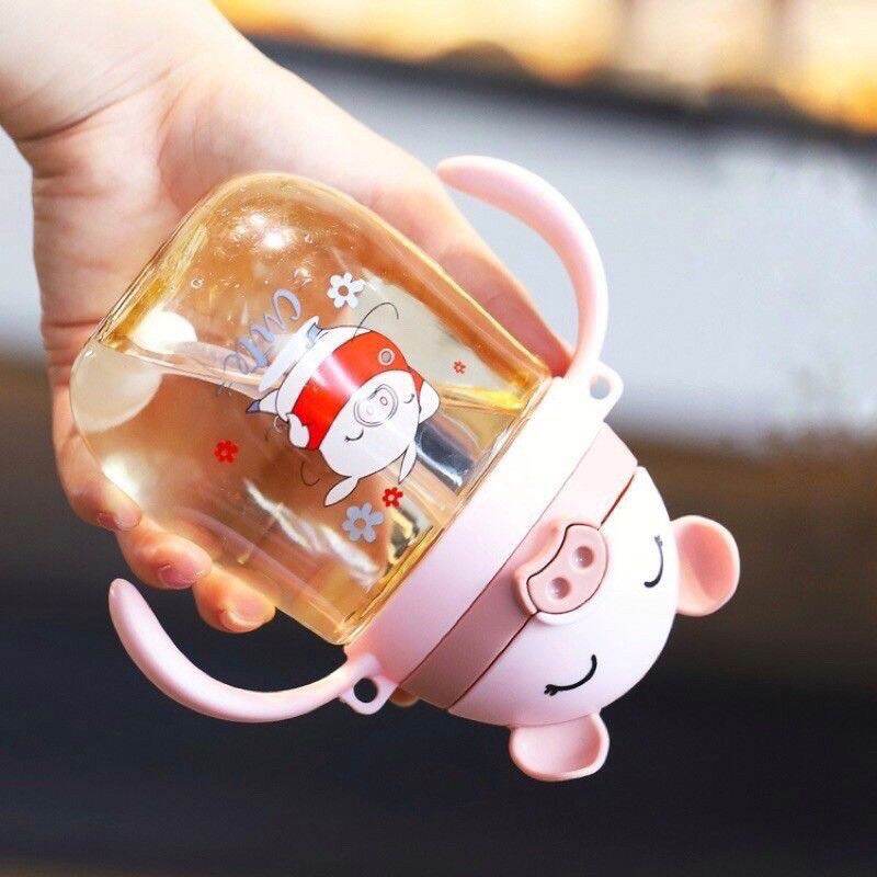 bình cho bé tập uống nước bình heo 350 ml ( có tay cầm)