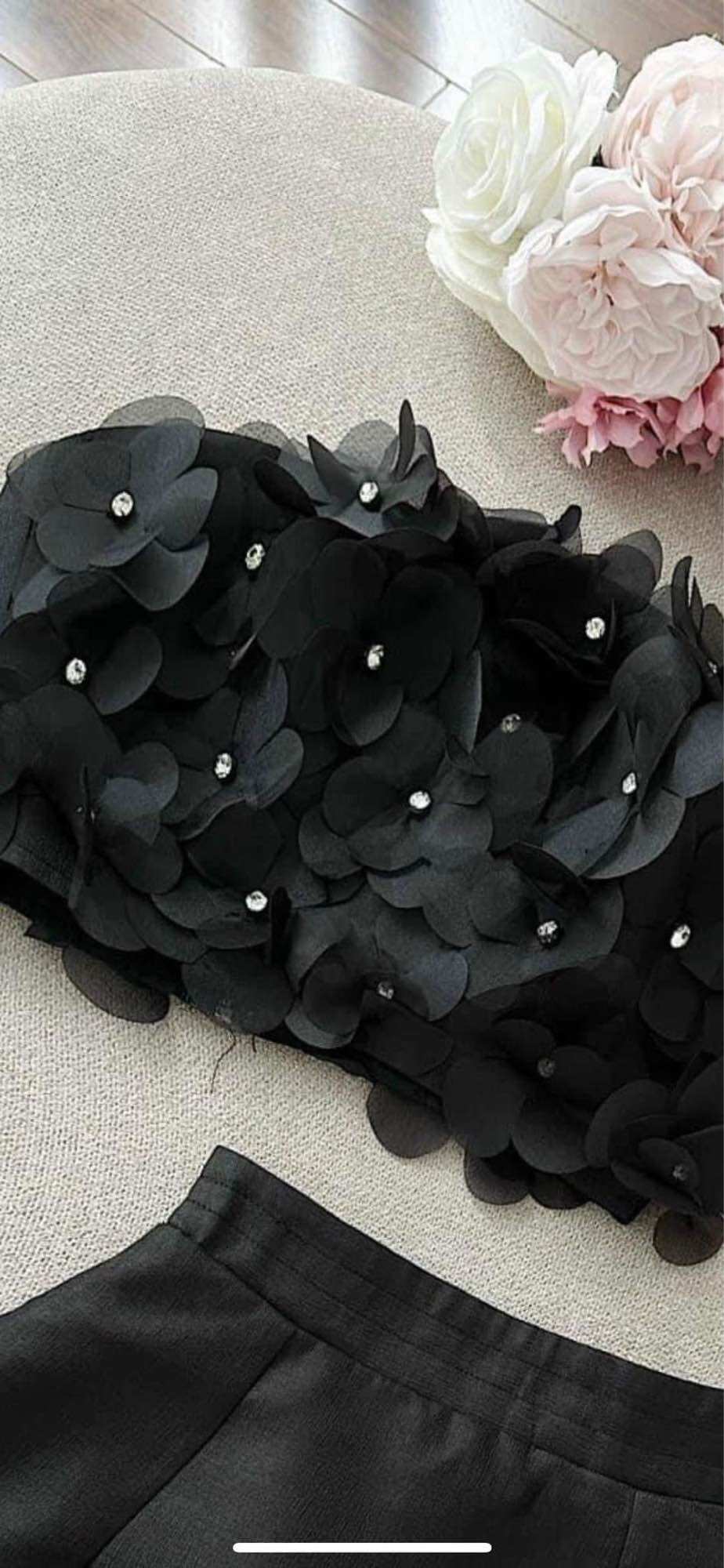 SÉT 50 HOA voan TRẮNG Đen SIZE 4,8cm