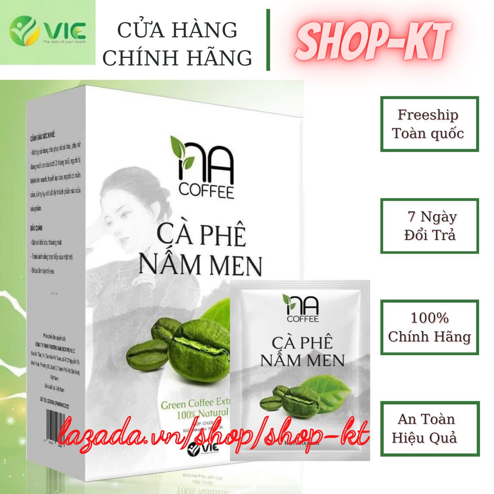 [Mua 5 tặng 1 Đai] Cà Phê Nấm Men Giảm Cân Vic NA Coffee - Giảm béo thải mỡ hiệu quả an toàn từ thiên nhiên