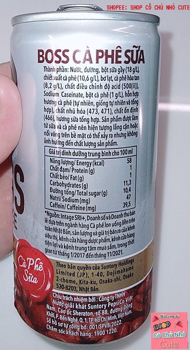 Thùng 24 lon cà phê sữa Boss Coffee Suntory 180ml