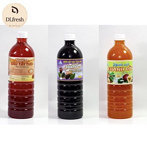 Combo nước cốt trái cây DLFresh nước cốt dâu tây, dâu tằm, chanh dây 100ml