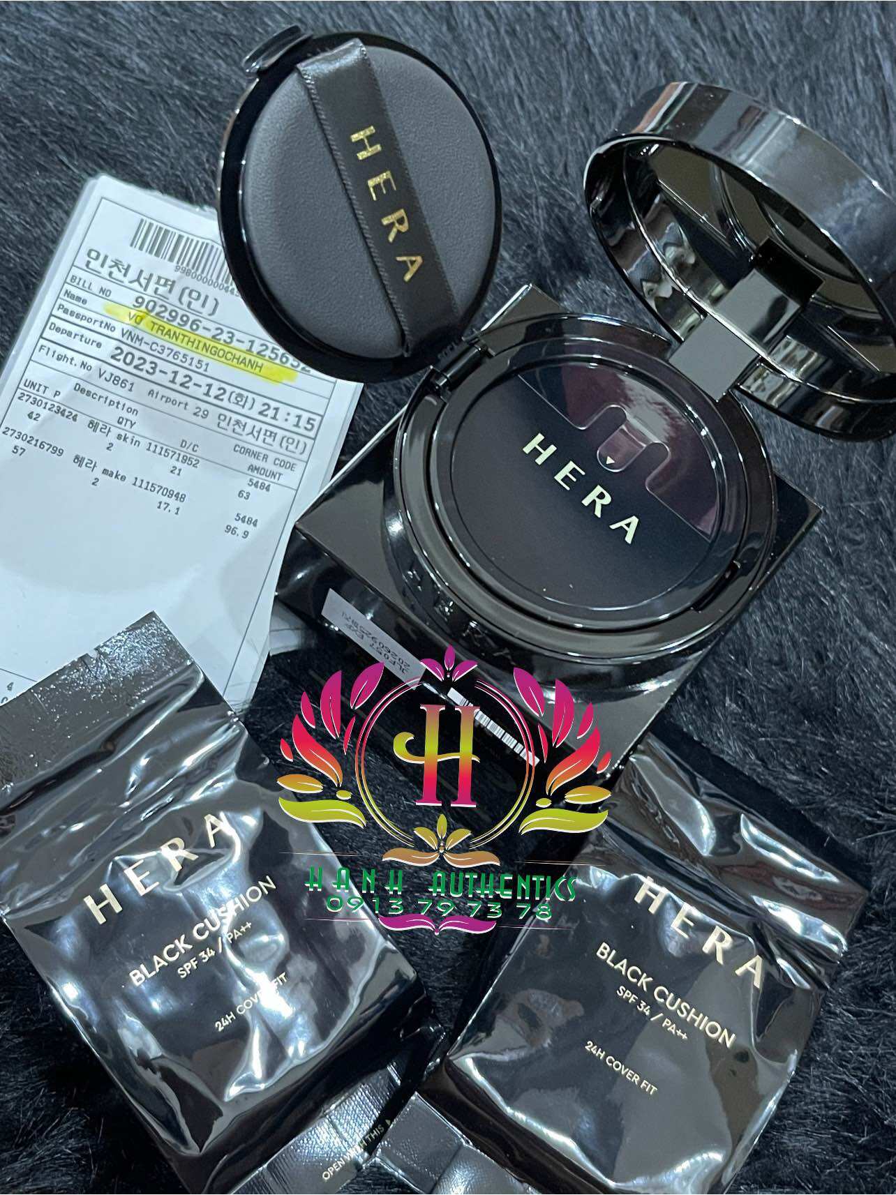 [ Hera ] Phấn Nước Cushion Hera Black Tone 21N1 Tự Nhiên ( Hộp chính + 2 refill )