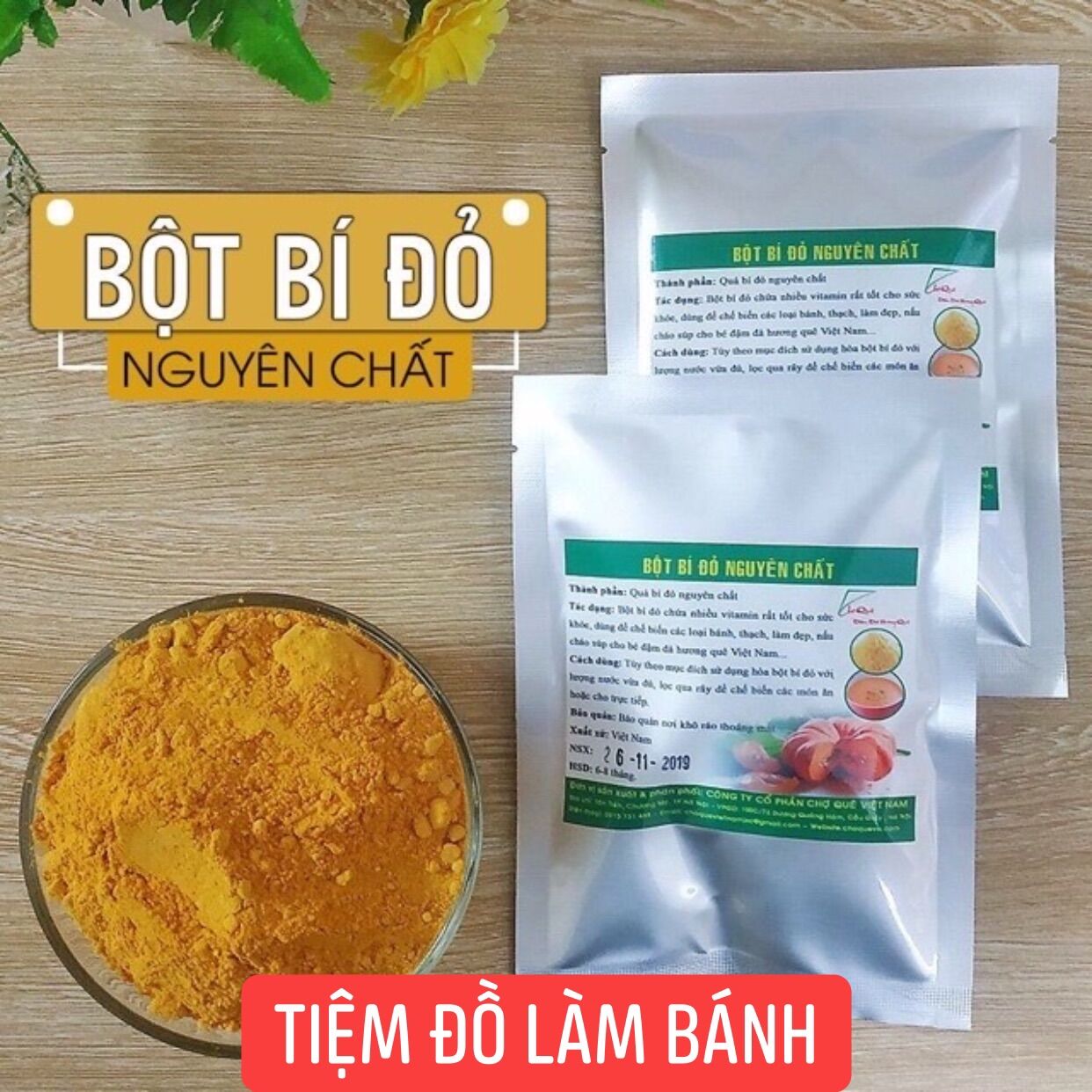 Bột bí đỏ tạo màu vàng Chợ Quê 50g