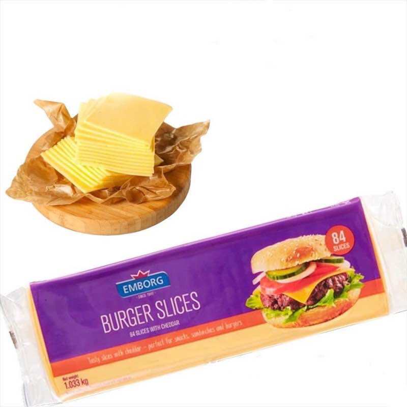 (HOẢ TỐC HÀ NỘI) Phô Mai Lát Burger Slices EMBORG 1.033kg - 84 Miếng