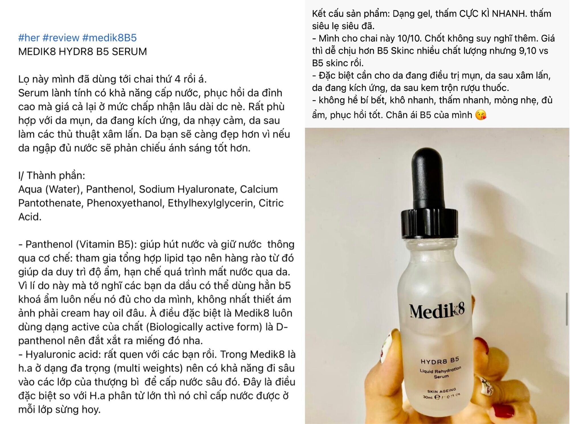 [ĐỦ BILL] Serum B5 Medik8 60ml