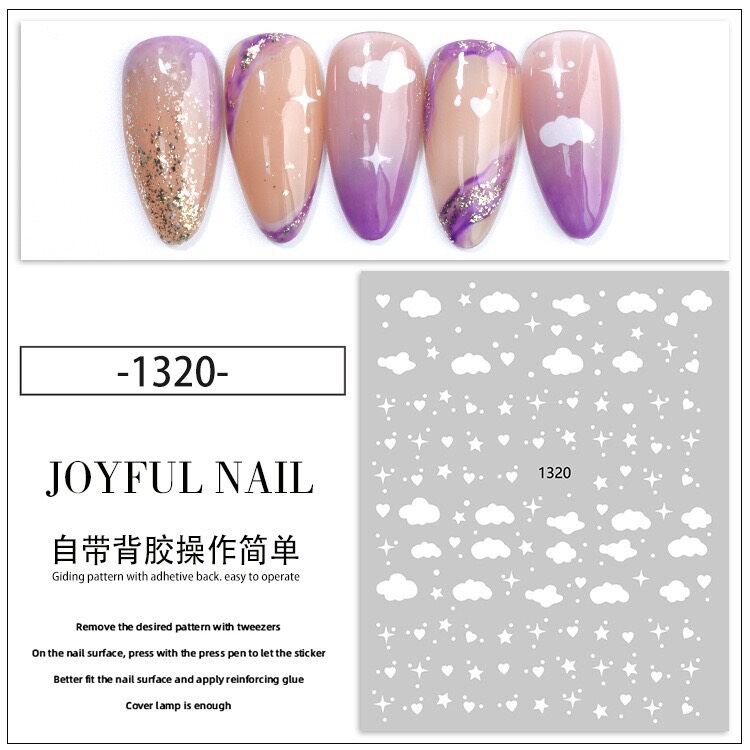 Sticker dán móng tay hình đám mây ánh sao siêu hot
