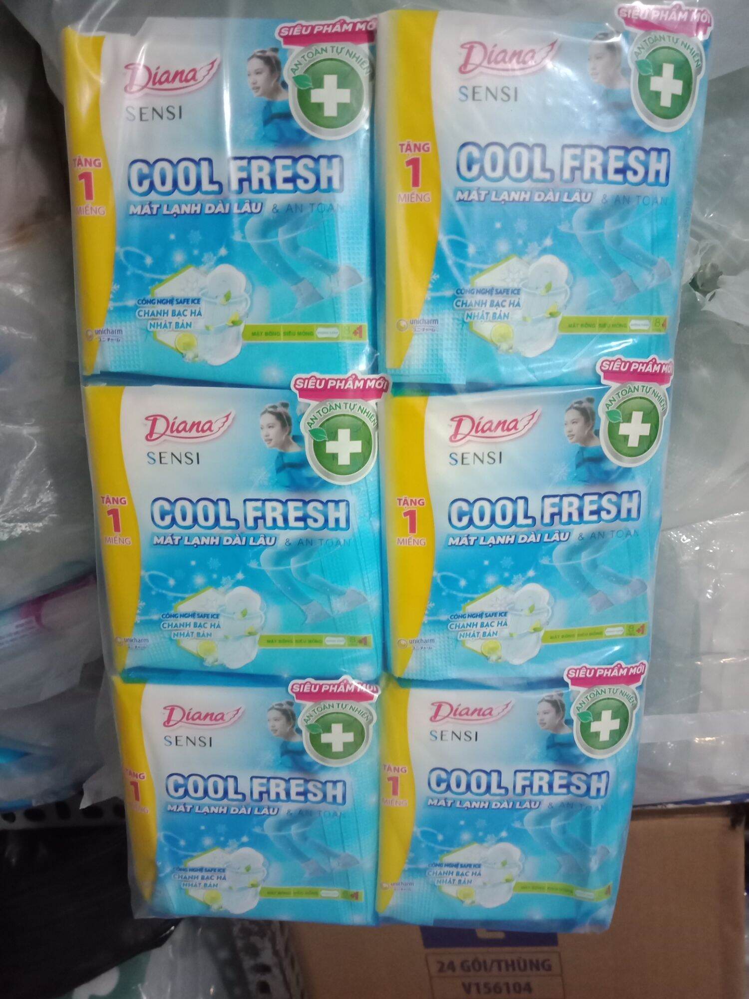 [Mẫu luôn mới]combo 6 gói BVS Diana SENSI COOLFresh mỏng không cánh (8 miếng)d