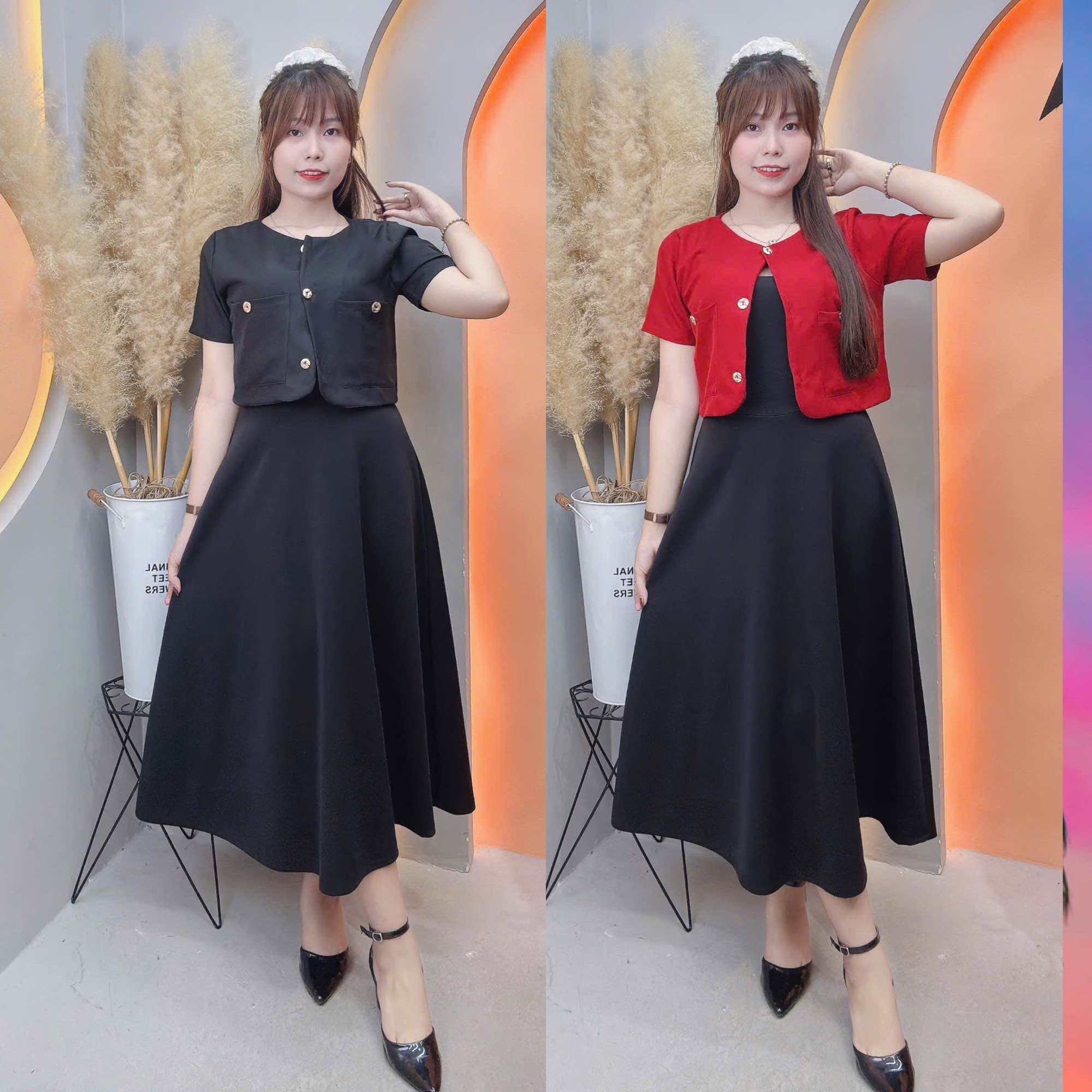 Sét Đầm Dây kèm áo khoác Bigsize Nữ 60kg đến 95kg