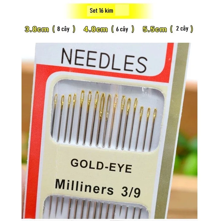 Set 16 cây kim may đồ, thêu tranh cao cấp đủ size