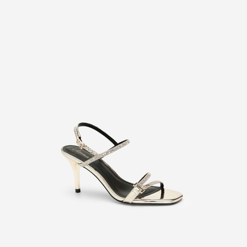 Sandal nữ cao gót vân da rắn metallic vascara- sdn 0644 - màu vàng kim