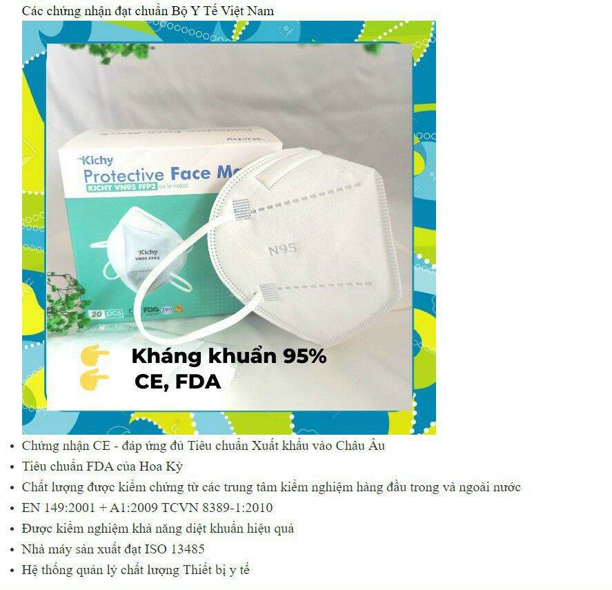 Khẩu trang 5 lớp N95 FFP2 MinhAnh6868,khau trang yte, khau trang N95,khau trang yte dat chuan, loại bỏ 95% bụi bẩn/hộp 20 cái