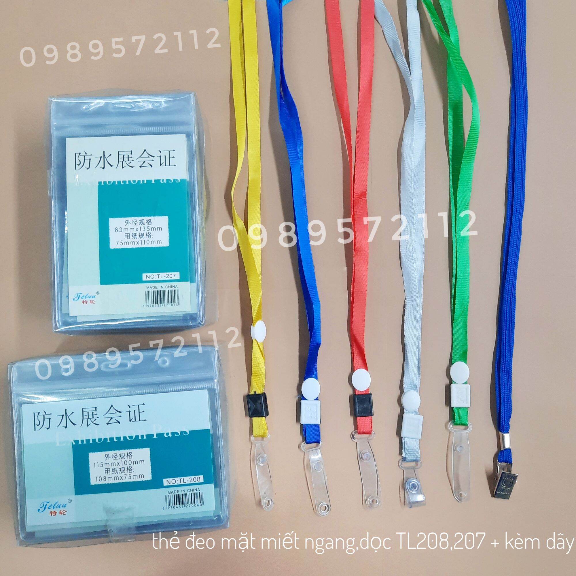 Thẻ đeo nhân viên ngang dọc TL208,207 (50 bộ, dây + mặt thẻ).