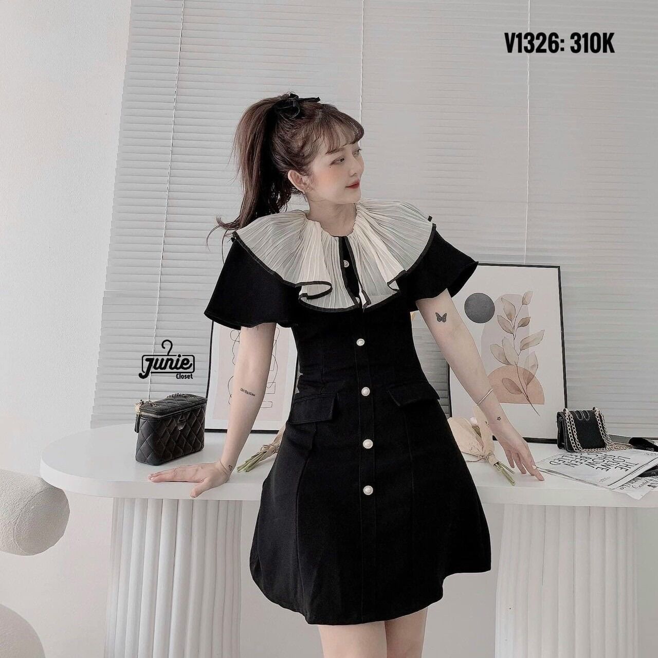 [Shop bigsize nữ 50kg đến 90kg] Đầm cổ xoè dáng chữ A - DA777