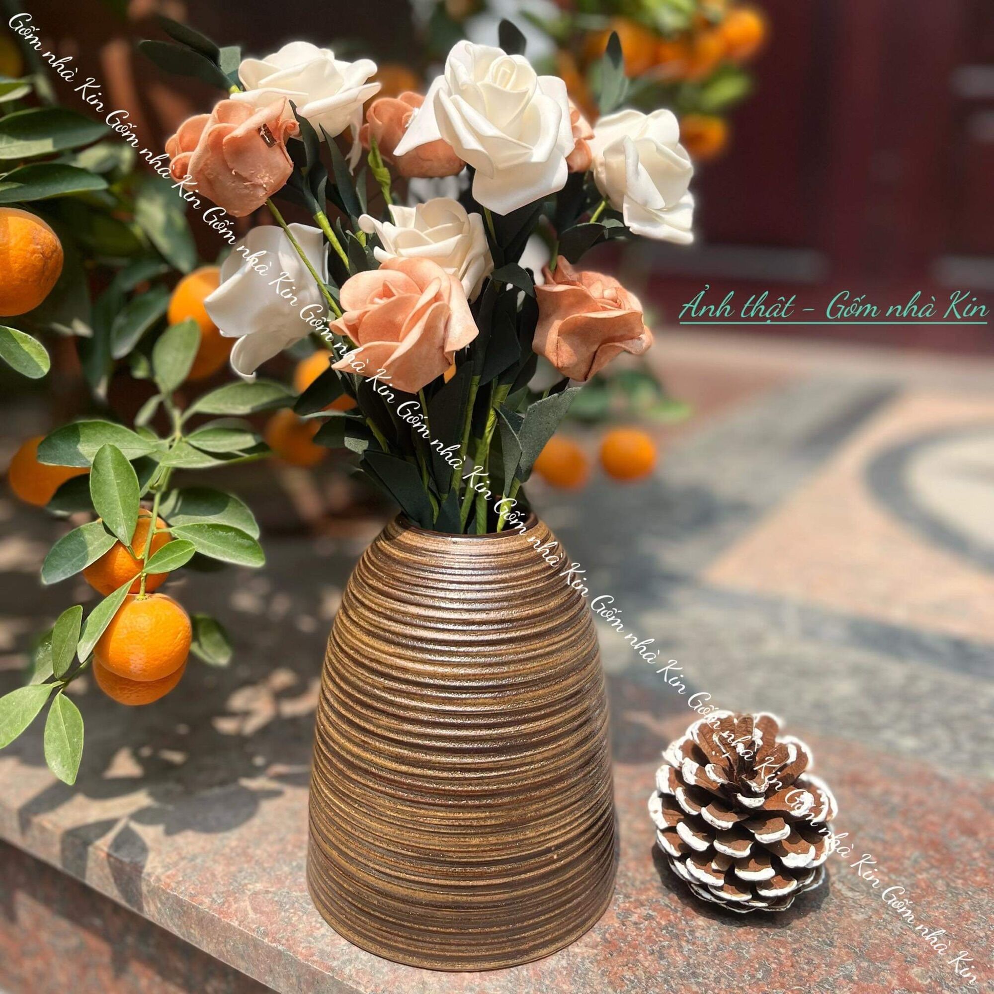 lọ hoa mini dáng chuông gốm bát tràng