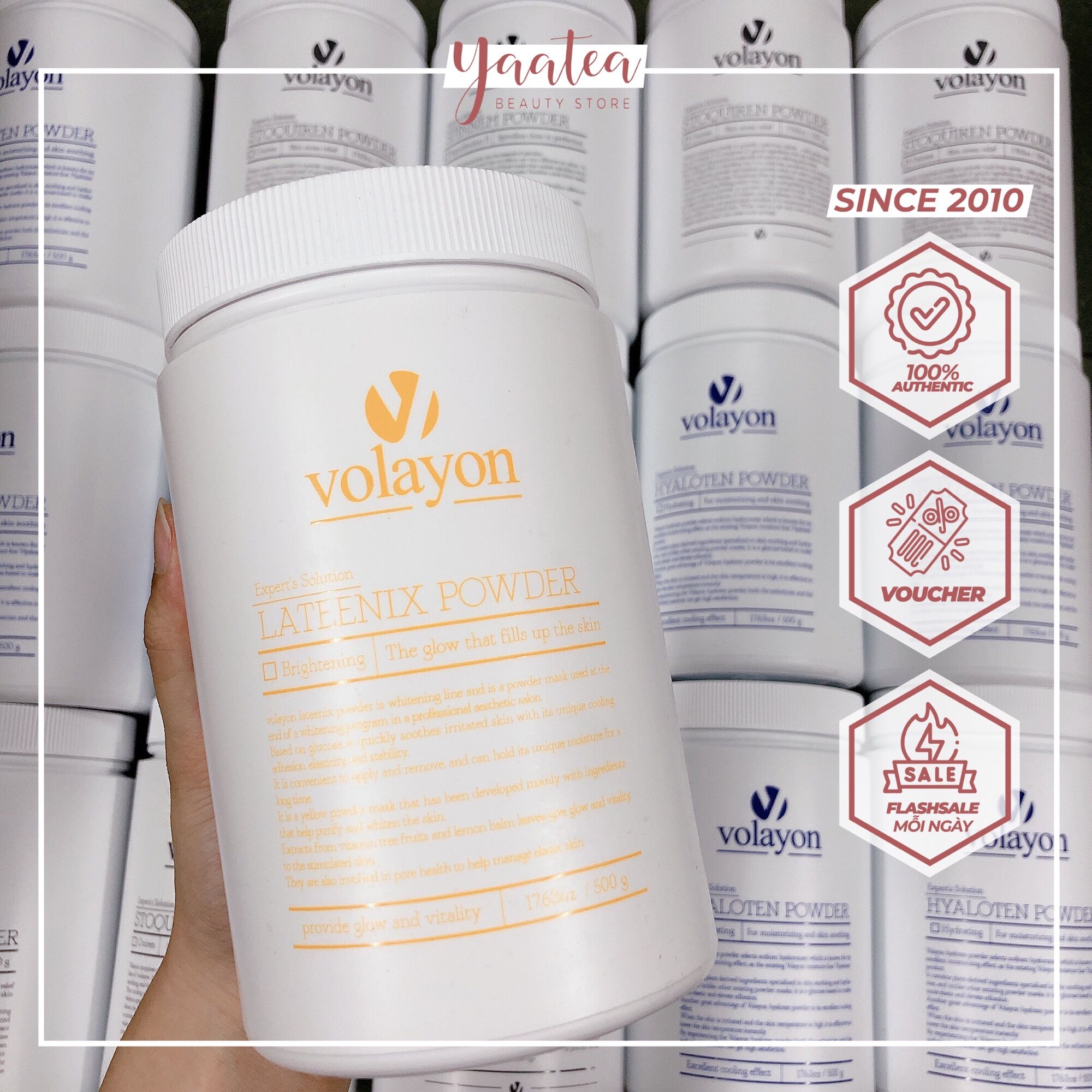 Mặt nạ Volayon Powder tảo xoắn - cấp nước - bùn khoáng Spinem Hyaloten Stoquiren Powder
