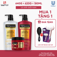 Combo Dầu Gội, Dầu Xả, Kem Ủ TRESemmé Keratin Smooth/ Bond Repair 640g, 620g, 180ml Cho Tóc Hư Tổn Giúp Vào Nếp Suôn Mượt/ Ngăn Gãy Rụng