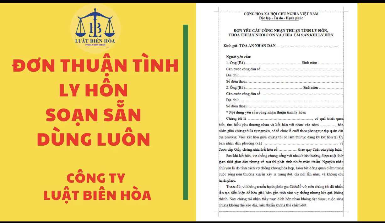 Combo 5 MẪU ĐƠN THUẬN TÌNH LY HÔN MỚI NHẤT 2023