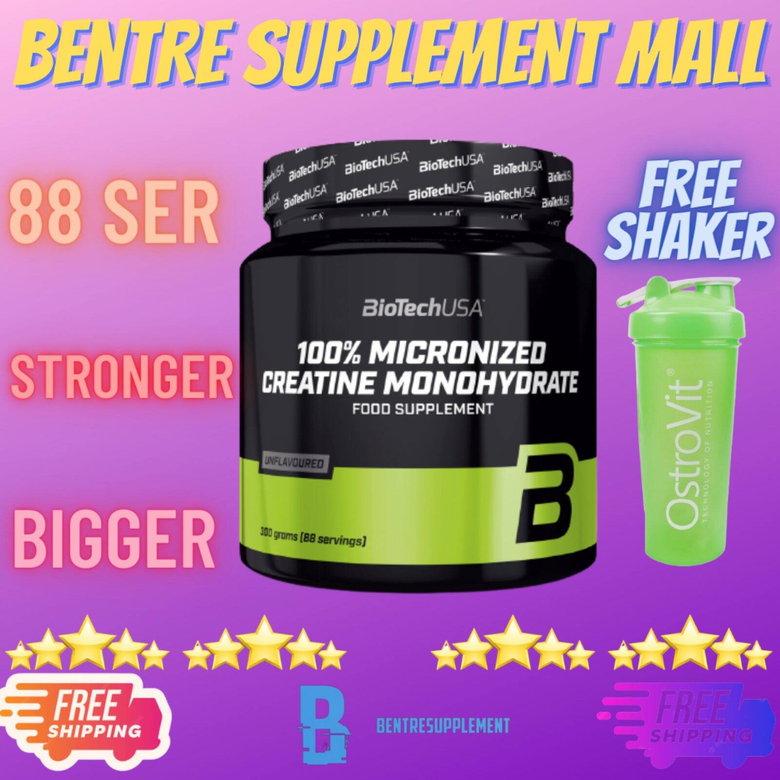 BiotechUSA 100% Micronized Creatine Monohydrate Tăng Cơ Tăng Sức Mạnh 300g