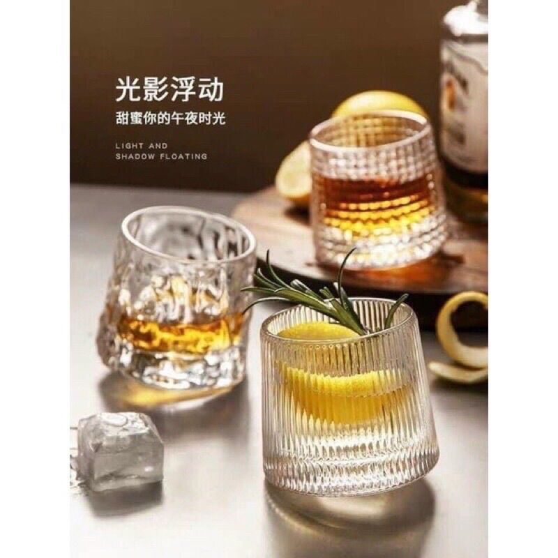 Set 6 ly thuỷ tinh,cốc thuỷ tinh cao cấp đế lồi nhiều hoạ tiết