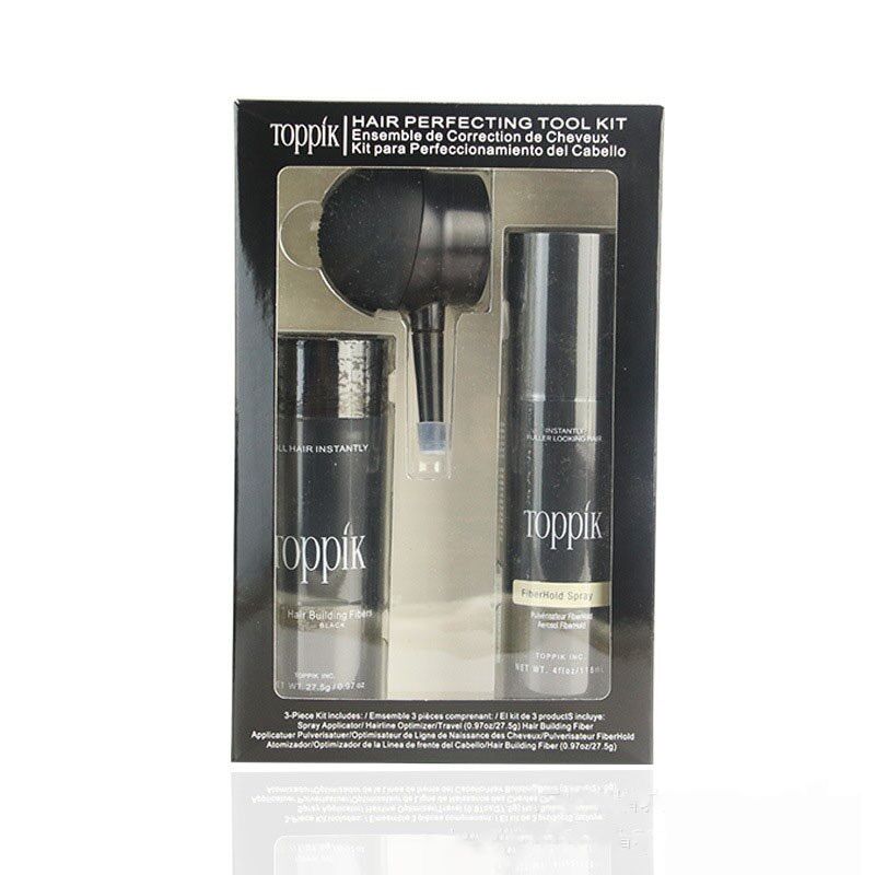 Chính hãng bộ toppik hair perfecting tool 3 sản phẩm : bột phủ tóc, keo xịt tóc, vòi phun - tặng kèm 1 lược chắn tạo đường ngôi
