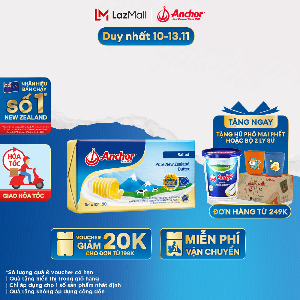 [GIAO HÀNG HỎA TỐC - HCM] Bơ Mặn Anchor Miếng 200G