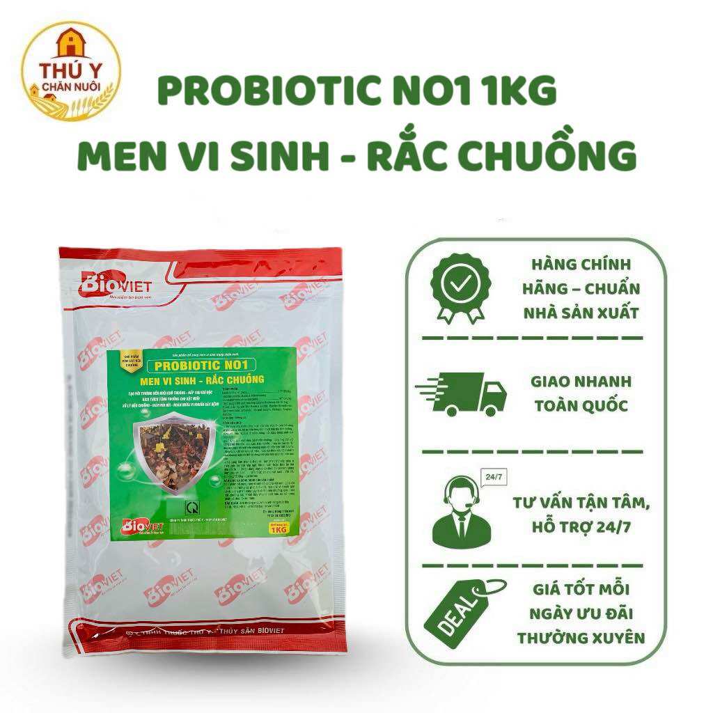 PROBIOTIC NO1 1KG Men Vi Sinh - Rắc Chuồng Hỗ Trợ Xử Lý Nền Chuồng Giảm Mùi Hôi Chuồng Trại