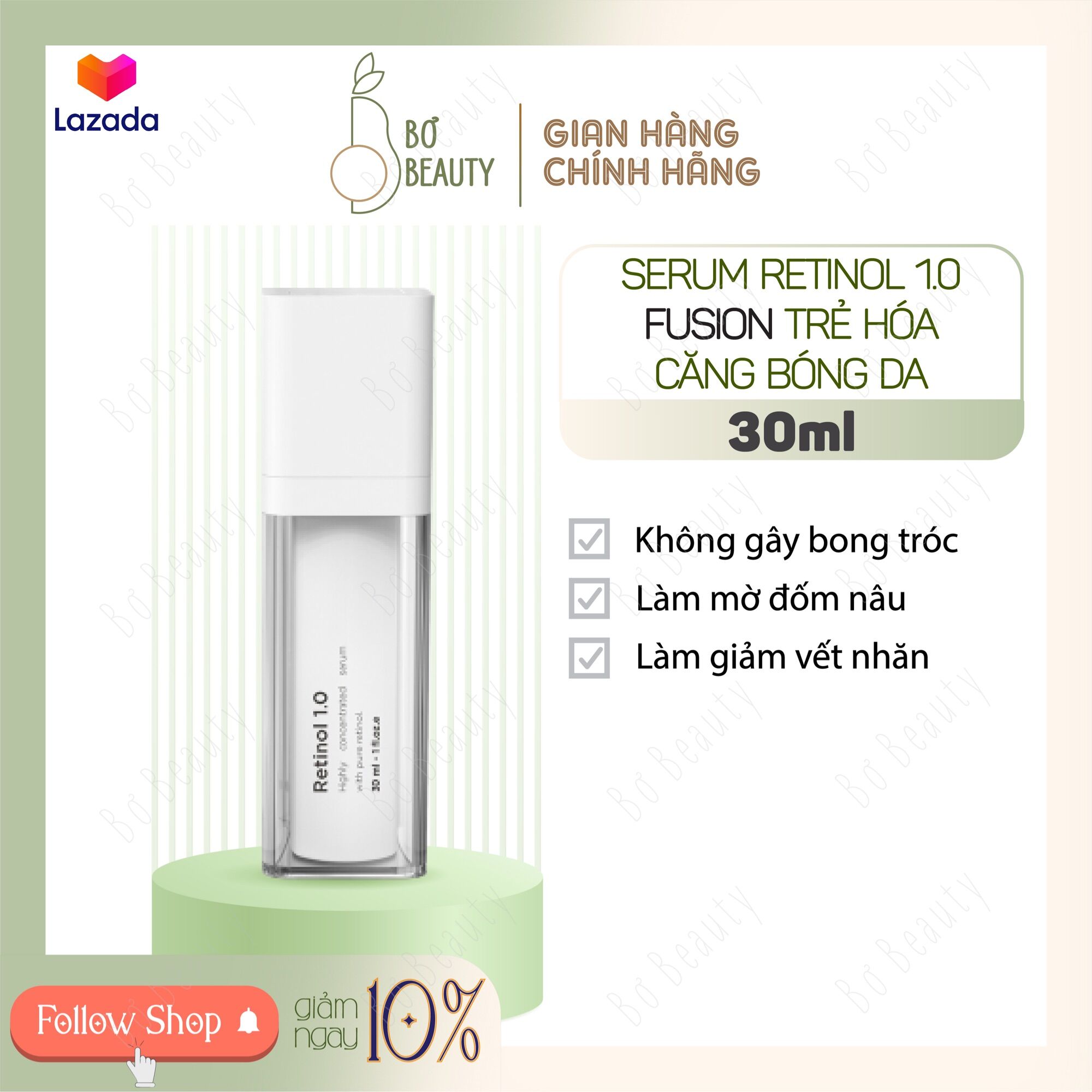 Retinol 1.0 fusion căng bóng, trẻ hoá da 30ml