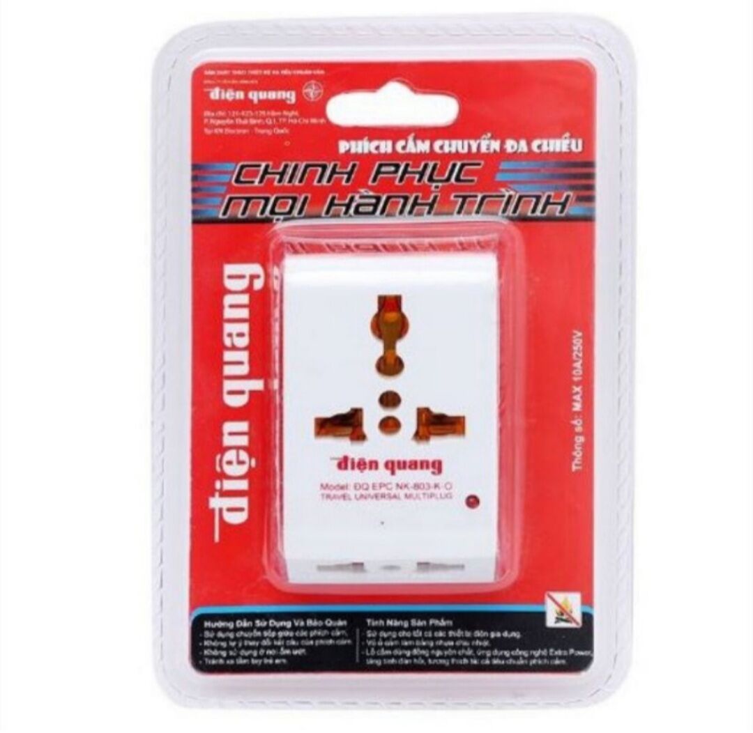Ổ cắm, phích cắm chuyển đa chiều điện quang đq epc nk 803, chia 3 ổ, 3 ngả, thông