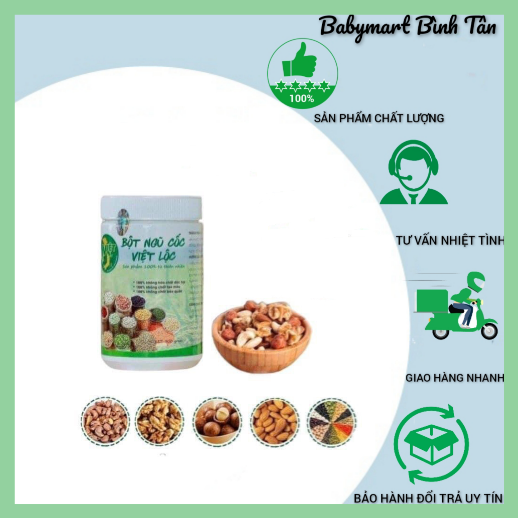 Bột ngũ cốc Việt Lộc, ngũ cốc bầu, lợi sữa sau sinh, tốt cho mẹ, dinh dưỡng cho con, hàng chính hãng, giá ưu đãi
