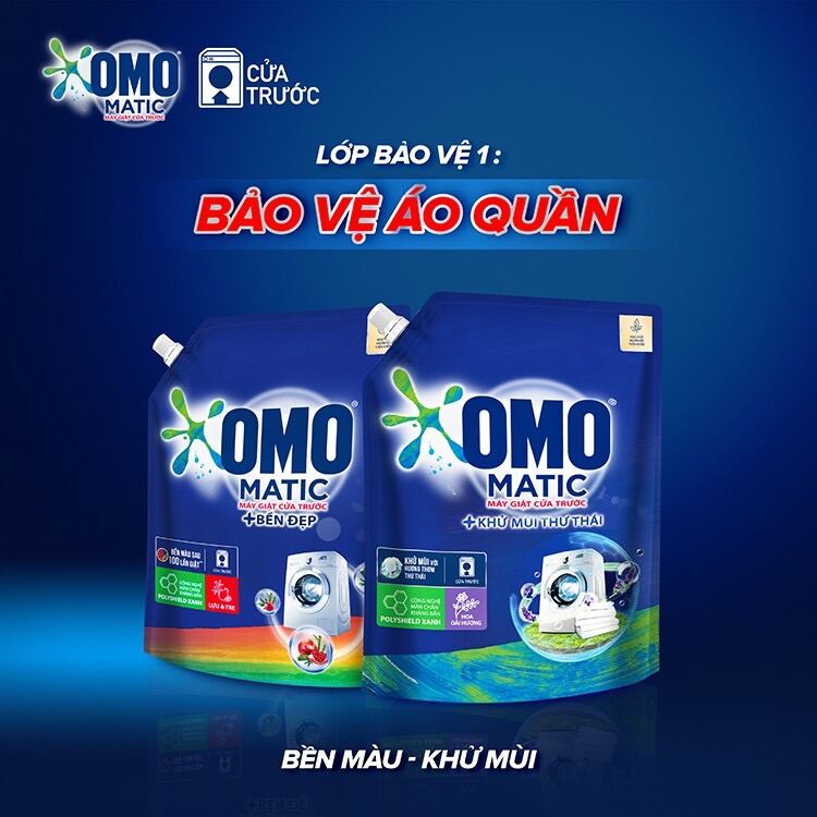 Nước giặt Omo Matic cửa trước túi 3.6kg (xanh)