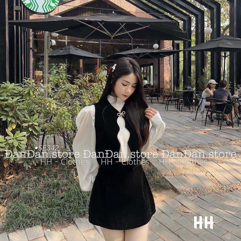 Set nhung 3 món gile vạt lượn