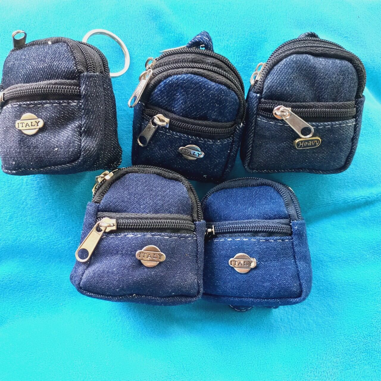 Móc khóa balô  3 ngăn vải jean (kt: 6cm)