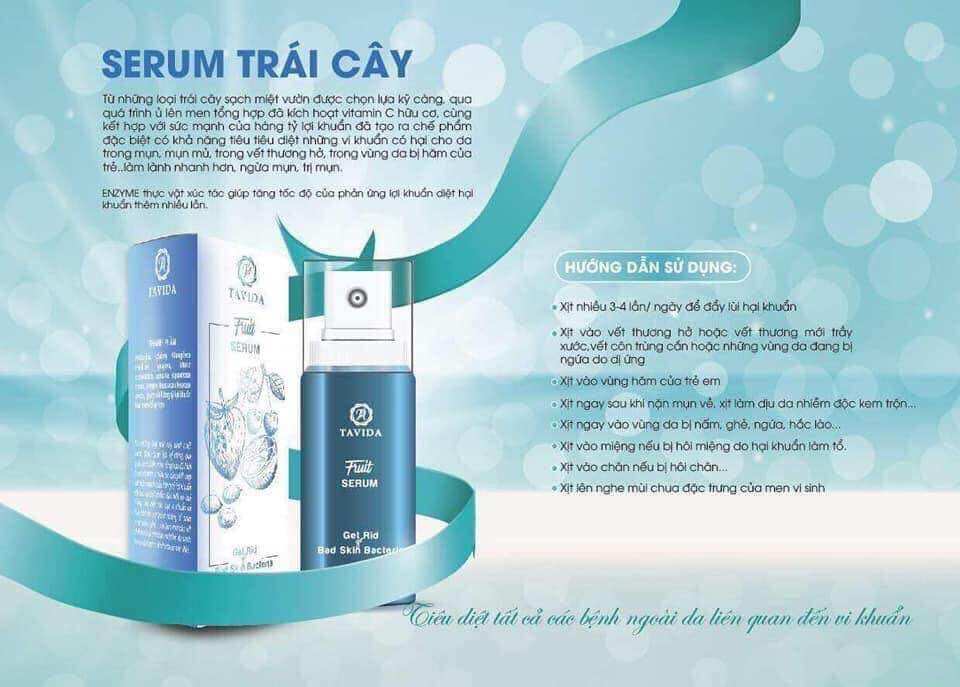 (Bản mới) Men Vi Sinh Tavida 125ml Serum Trái Cây Tavida sạch mụn lưng, viêm nang lông an toàn hiệu quả