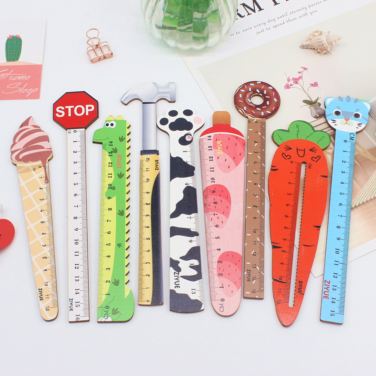 Thước gỗ 18/16/14/12cm hình kawai nhiều mẫu