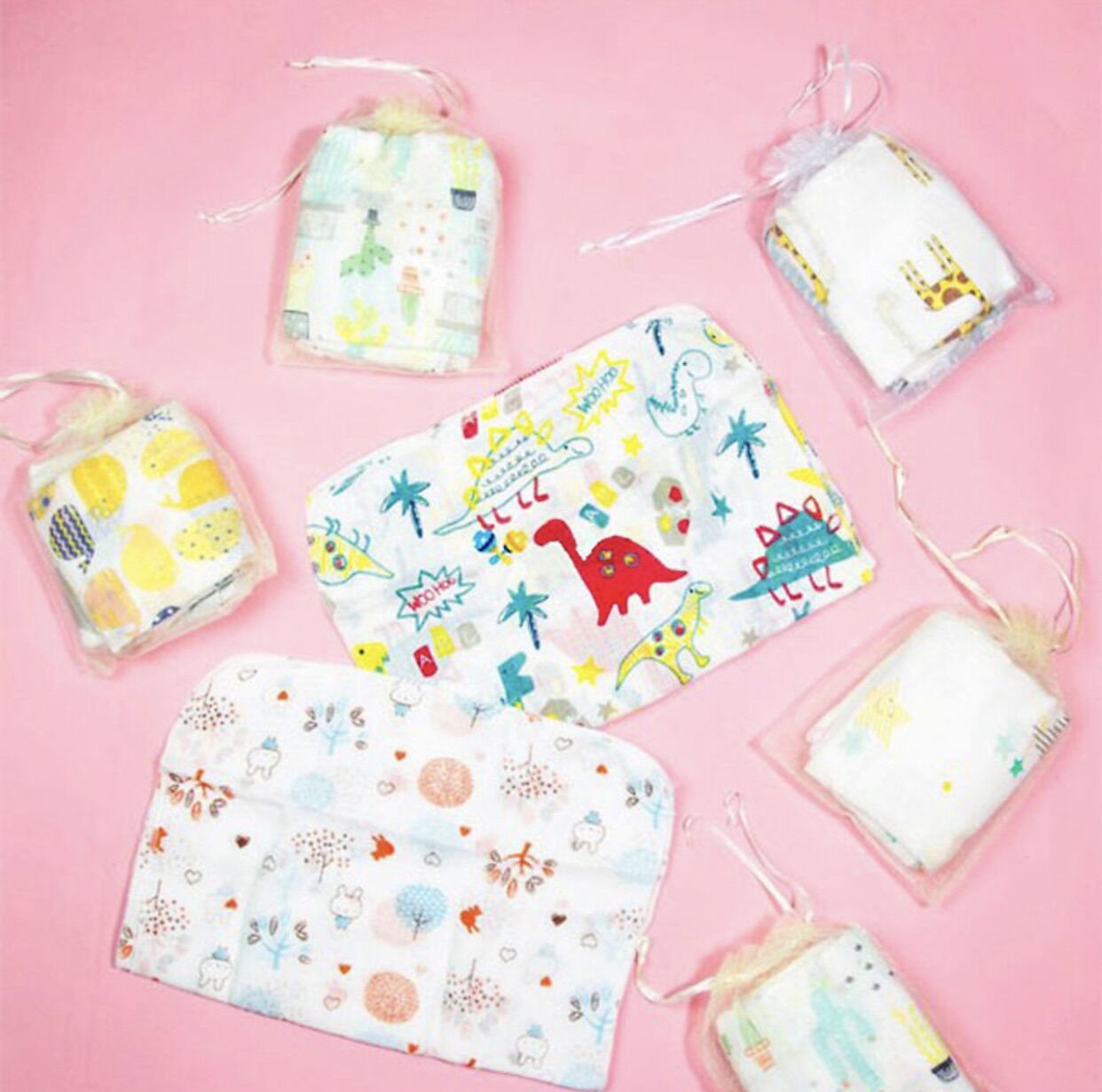 Set 10 khăn sữa sợi tre túi lưới