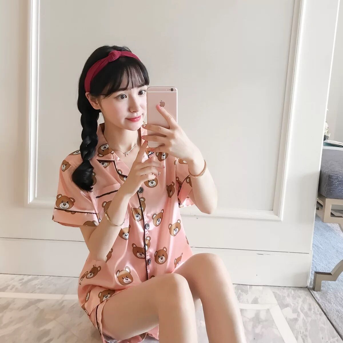 [HCM]SET BỘ NGỦ ĐÙI PIZAMA PHI LỤA - S199