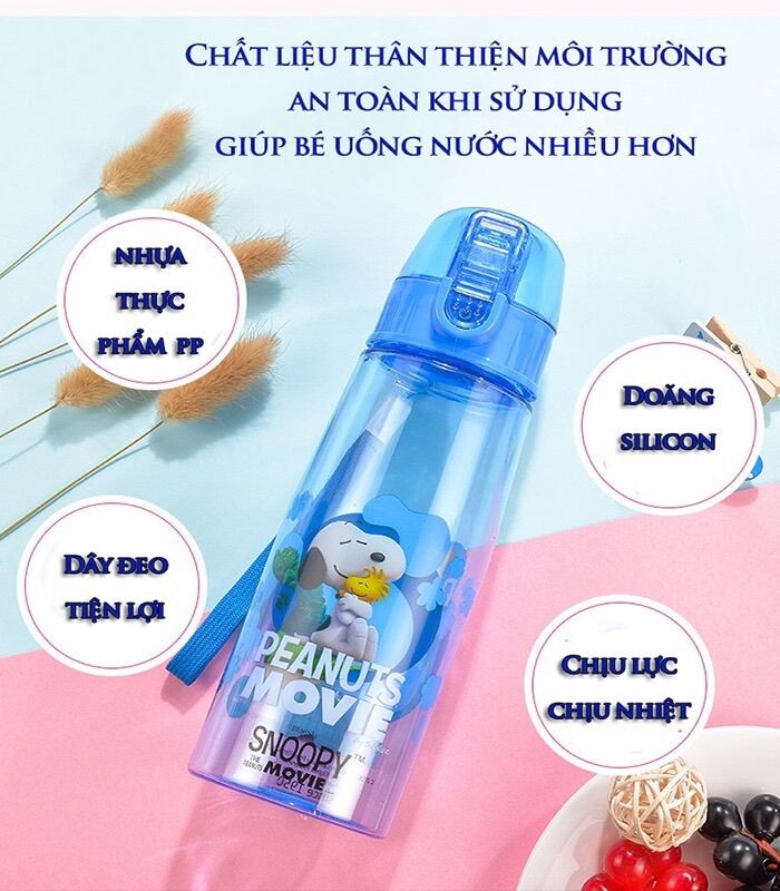 Bình nước Snoopy Bình nước học sinh 550ml