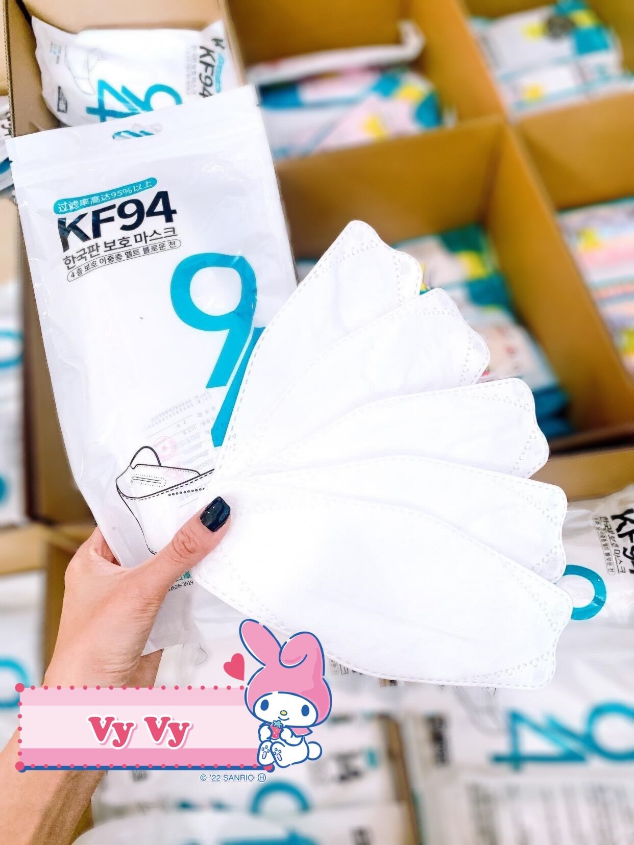 Khẩu trang KF94 Trắng - Đen Hàng chuẩn Cao cấp (Có sẵn)