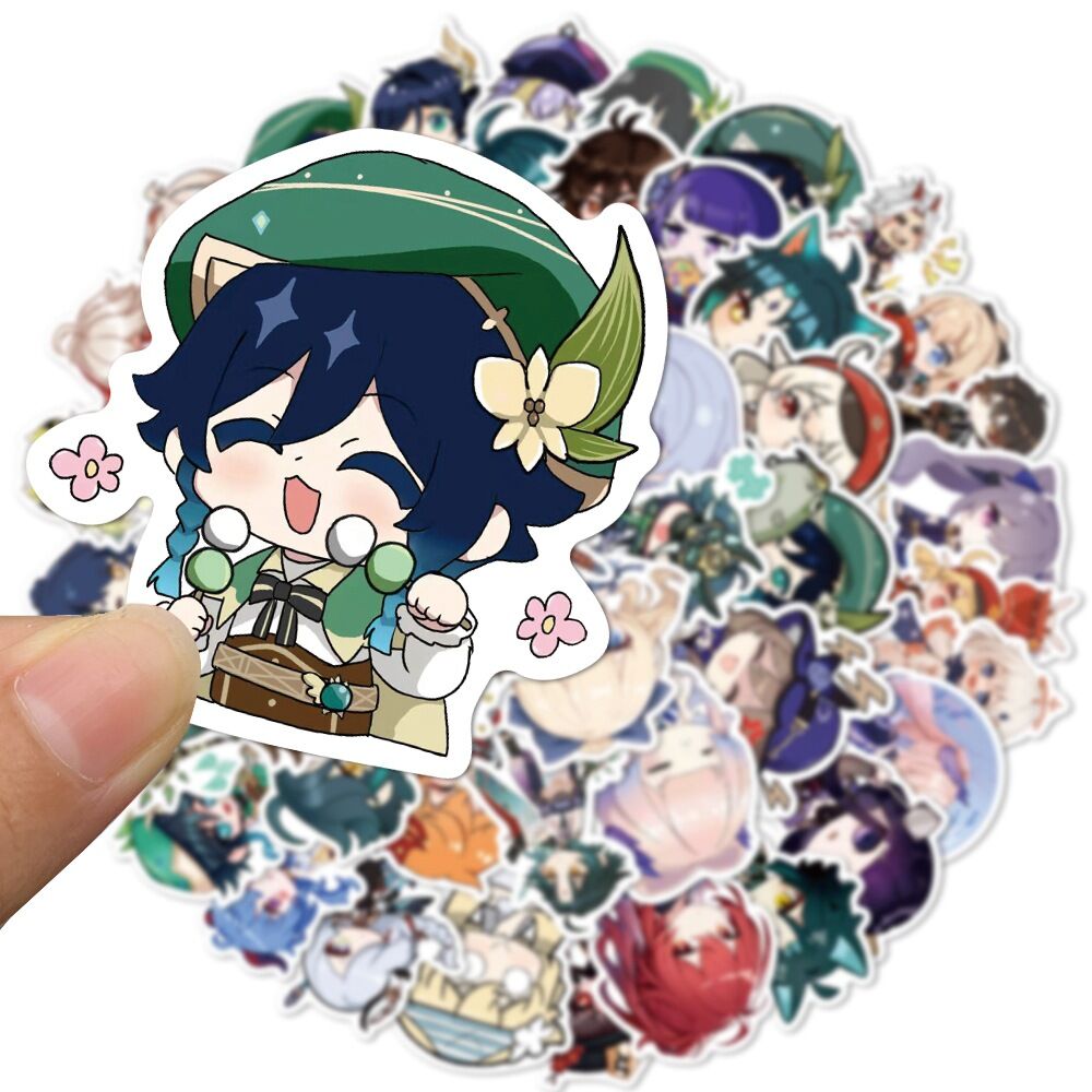 Set 50 miếng sticker hình dán chống nước genshin impact