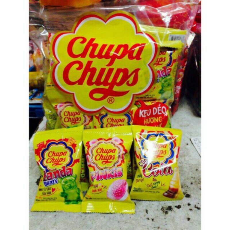 Bịch 32 gói kẹo dẻo chupa chupa hình gấu kèm dây treo