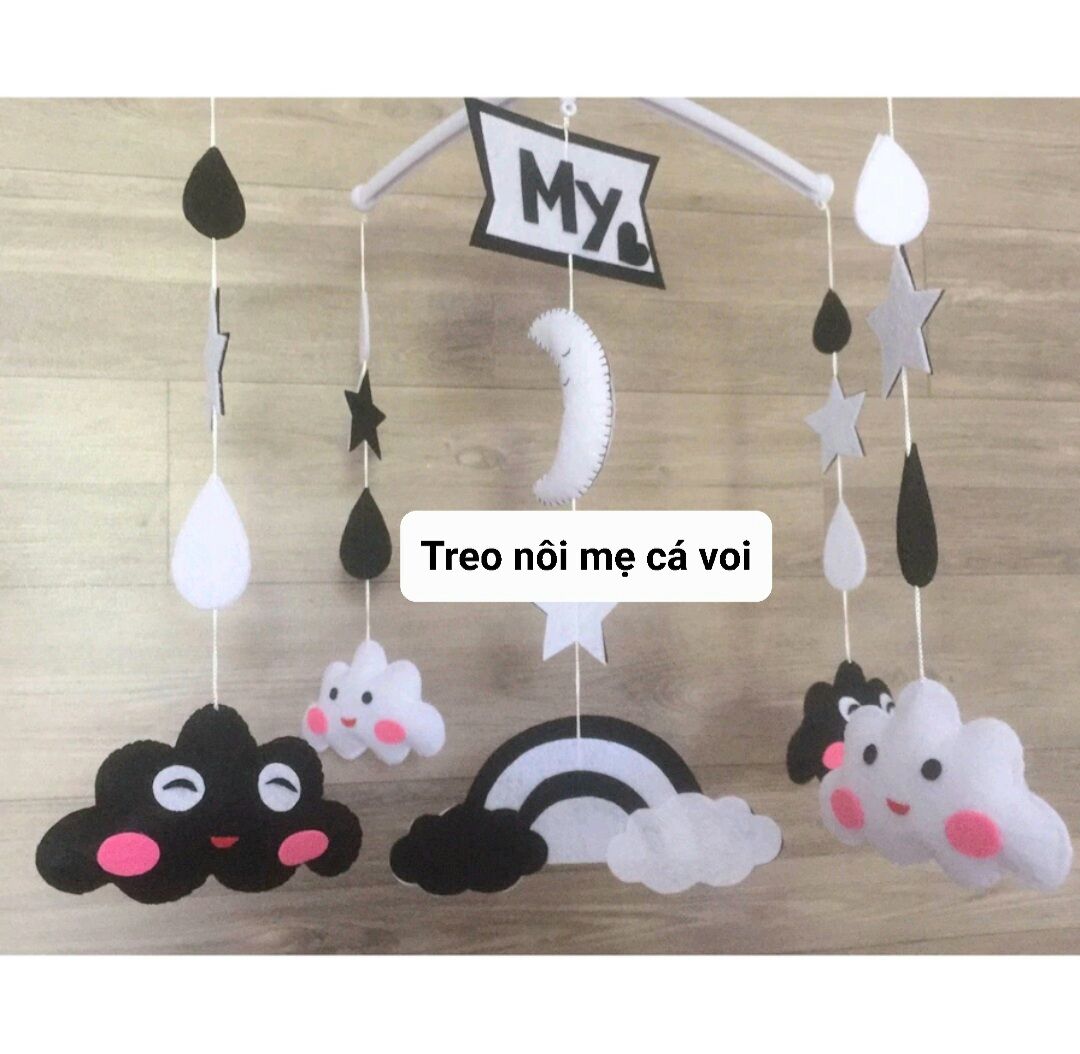 [HCM]Treo nôi trắng đen LÀM TÊN CHO BÉ giúp bé phát triển thị giác 0-3m