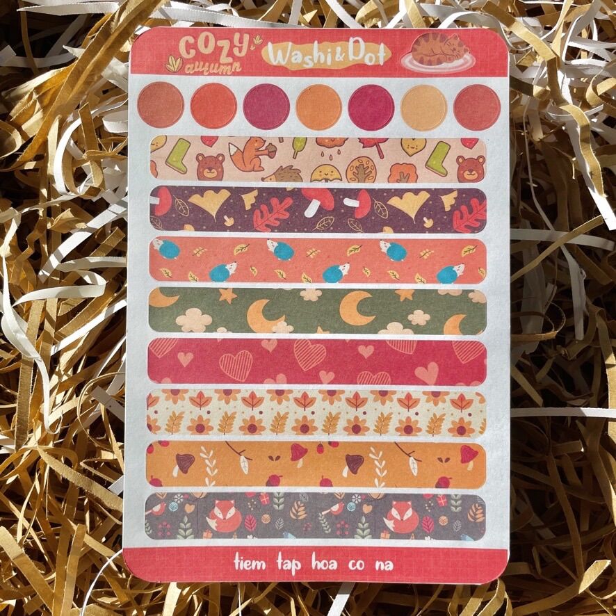 Sticker / Hình dán Cozy Washi strips & dots - tiemtaphoacona