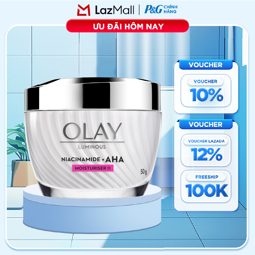 Kem Dưỡng Ban Ngày OLAY LUMINOUS NIACINAMIDE AHA Dưỡng Ẩm Sáng Da, Mờ Thâm Mụn Hũ 50G