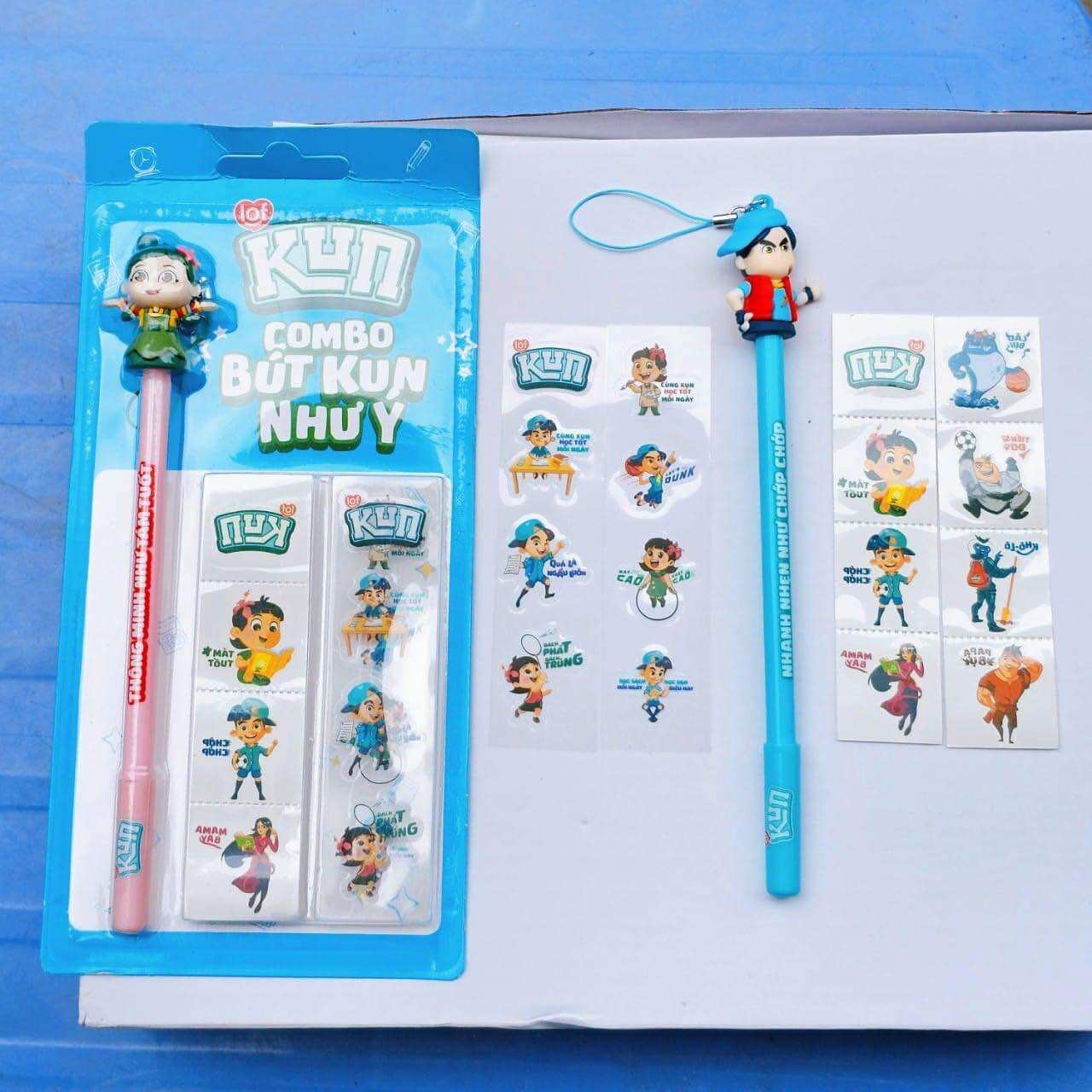 Combo bút kun chibi màu mực tím