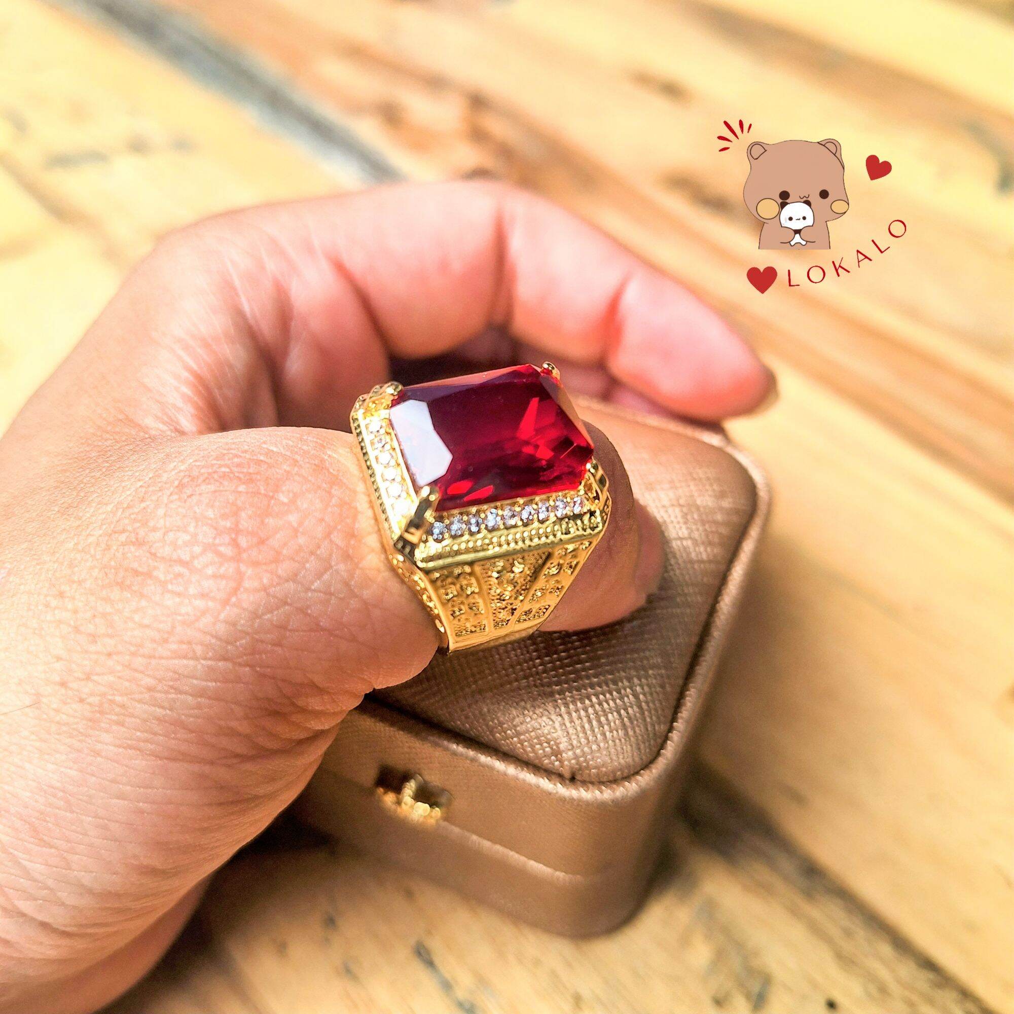 Trang sức nam bạc Thái cao cấp Nhẫn nam bạc Thái mạ vàng mặt đá cao cấp trang sức phong thủy (nhẫn đ